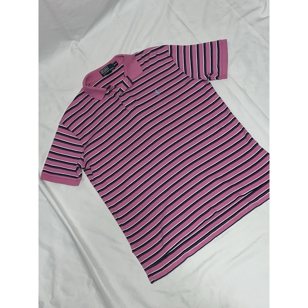 Polo by Ralph Lauren Short Sleeve Collared Polo Shirt Mens Size M Pink Blue